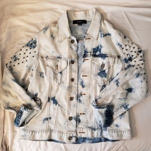 Acid washed studded denim jacket